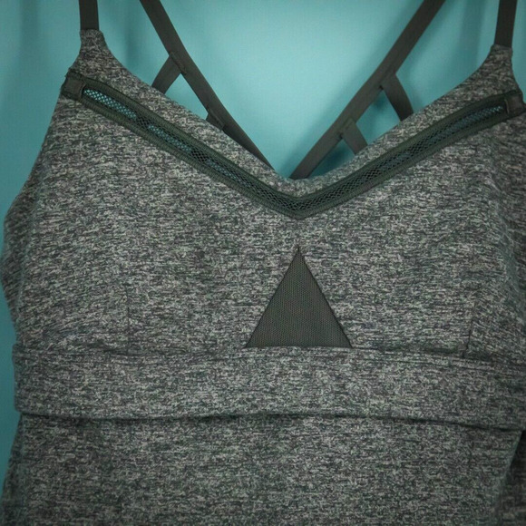 Lululemon Size 4 Just Breathe Gray Cris Cross Strappy Back Attached Bra Tank Top - Picture 2 of 5